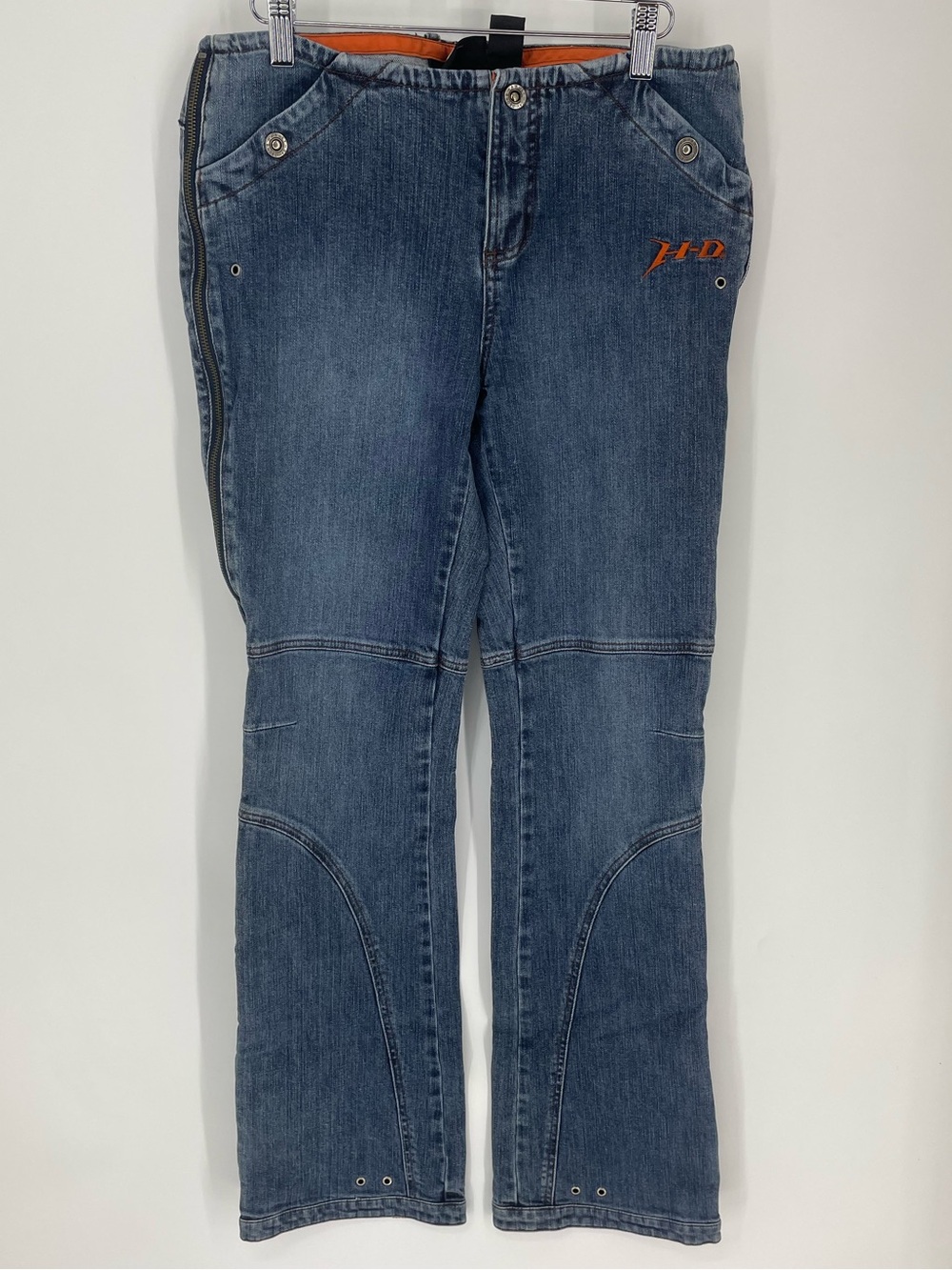 Y2K Harley Davidson Mid Rise Full Side Zip Flared Jeans Size 10